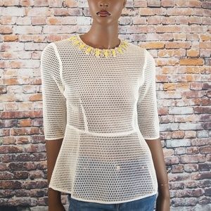 🆕️💋Gracia Net Peplum Top w/Bling Collar💋
